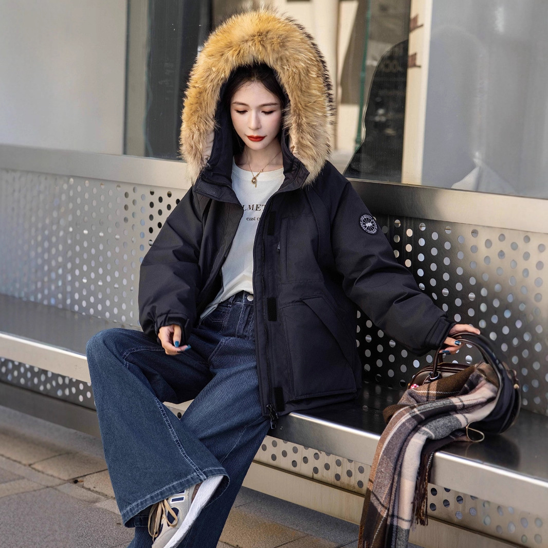 Women's Down Coat, Mid-Length, Plus Sizes, White Duck Down