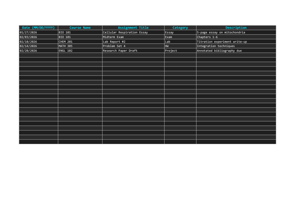 Syllabus to Google Calendar