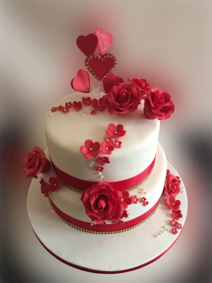 Red Roses 2 Tier Wedding Cake CB-NC270