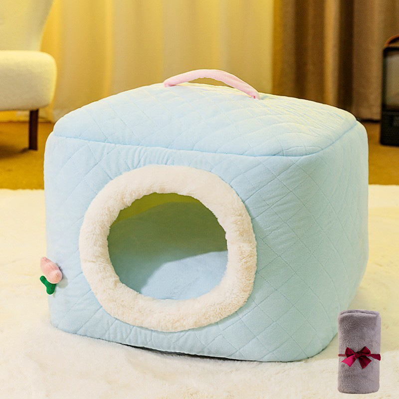 Closed pet bed, removable and washable