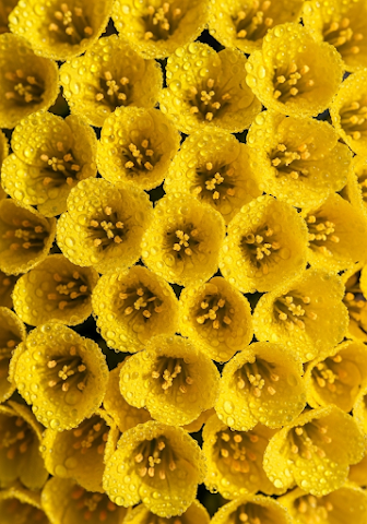 Macro Yellow Dewdrop Flowers