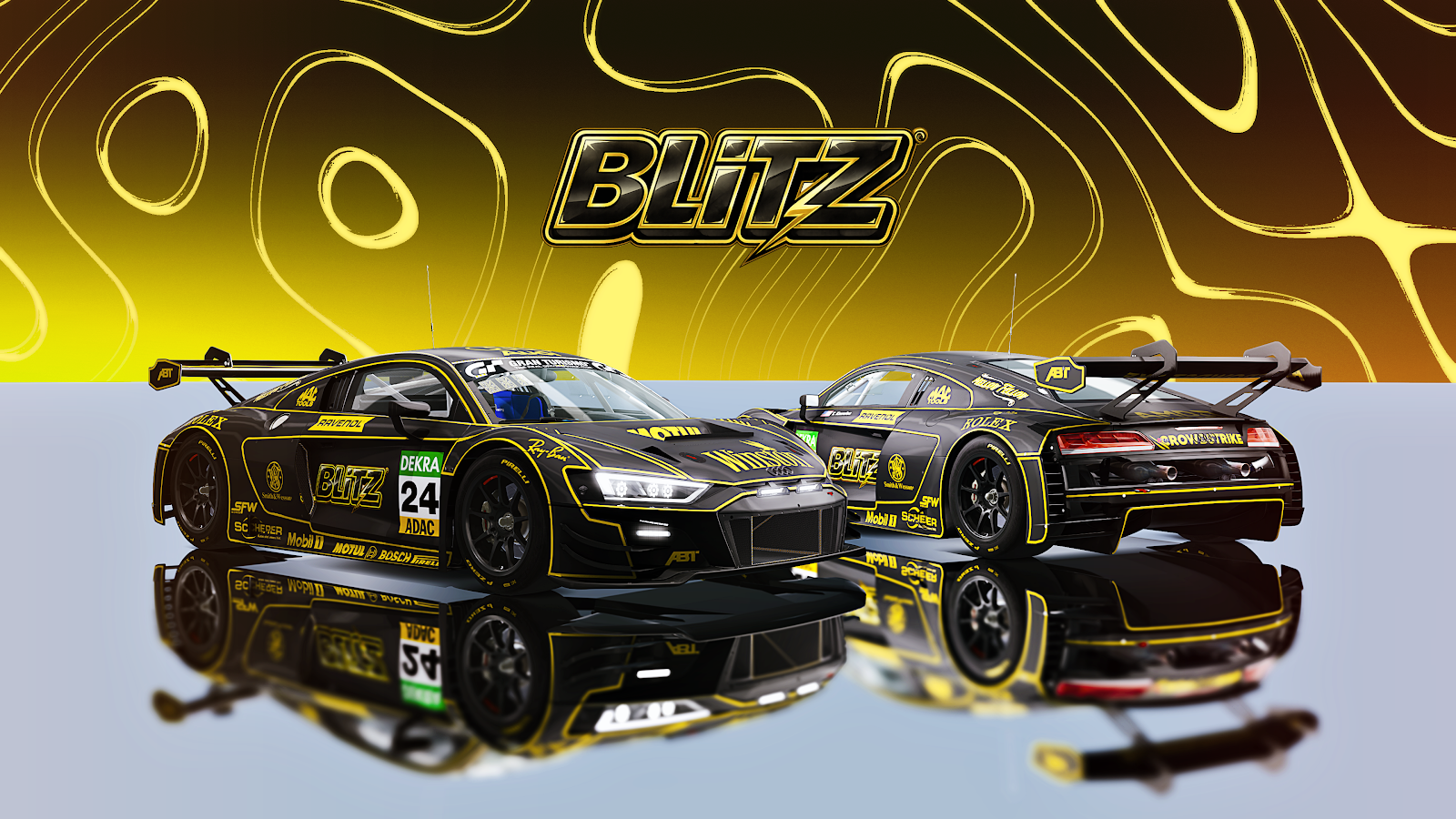 Audi R8 Blitz Race Cars - Digital Automotive Art 4K Wallpaper (3840x2160)
