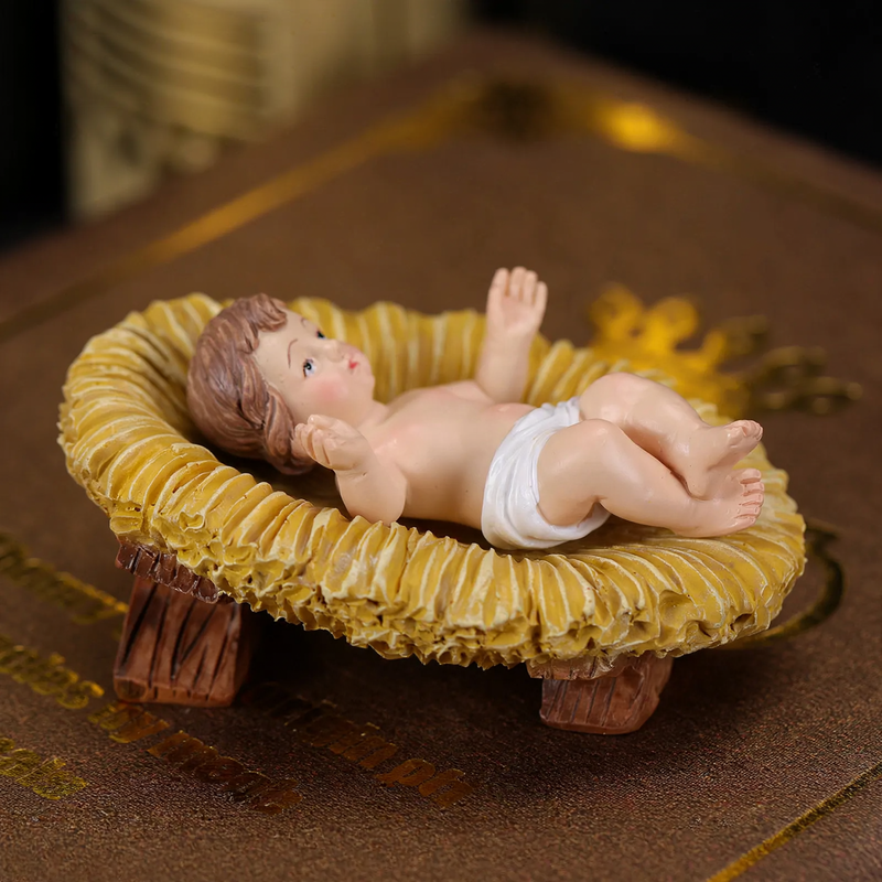 Christmas nativity scene with baby Jesus, resin