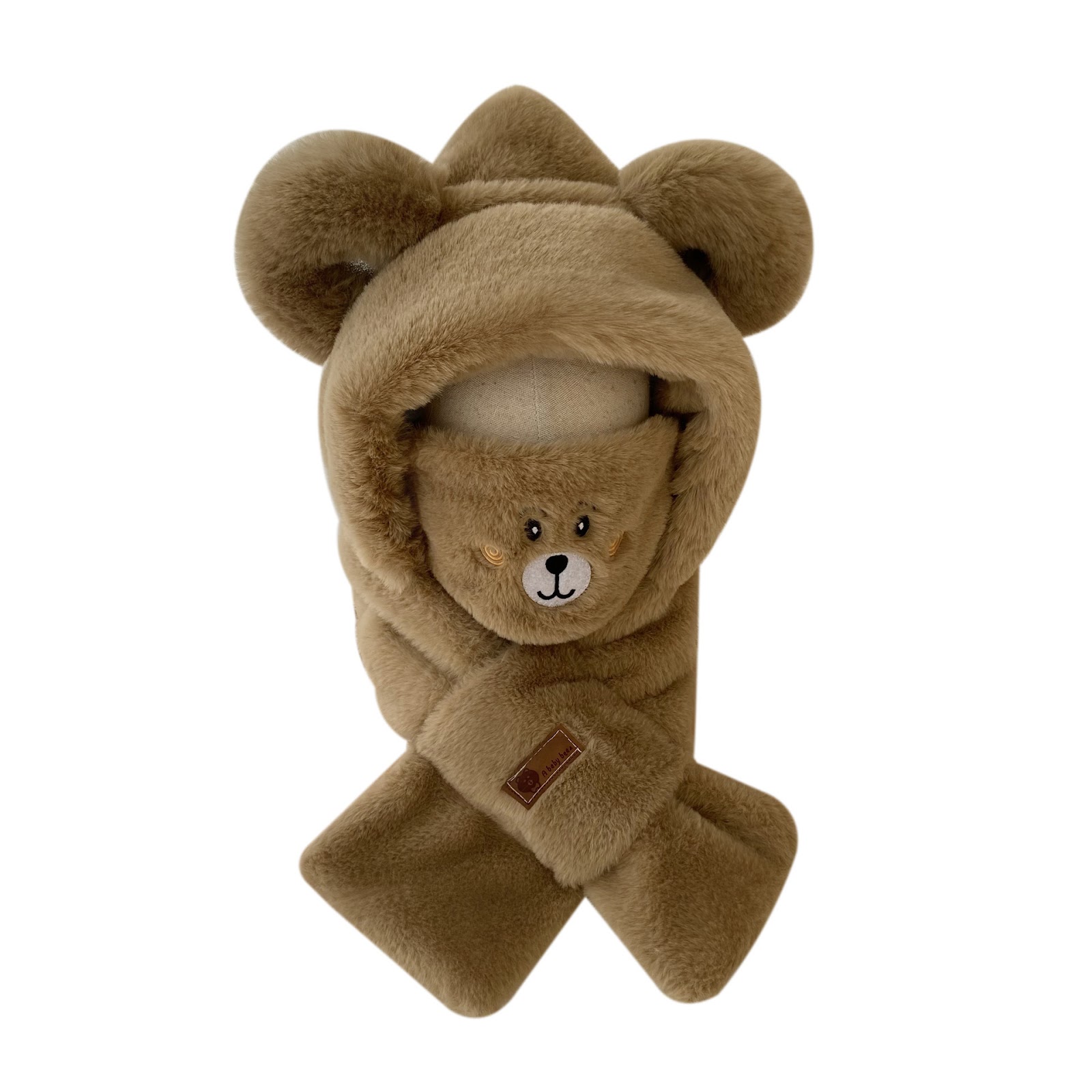 Plush set with hat, scarf, and gloves, women's, winter