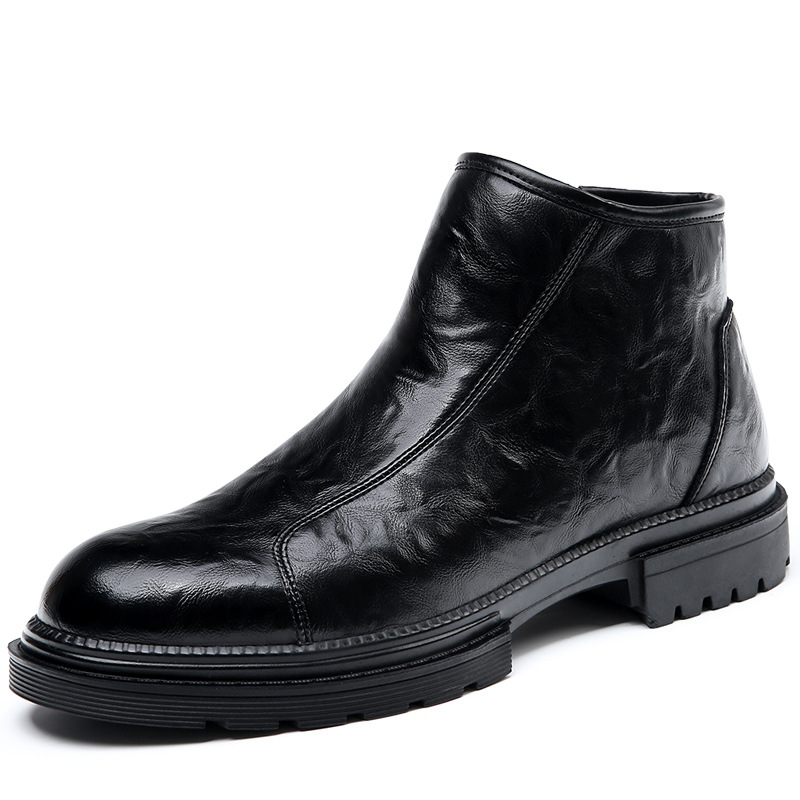 Herren-Lederstiefel mit Reißverschluss, gefüttert