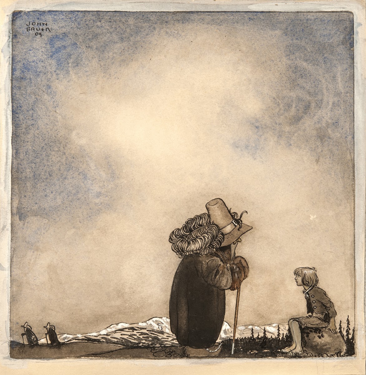 Old Man Talking to a Boy 1909