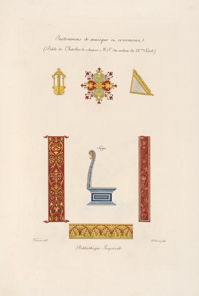 Instrumens de musique et ornemens Bible de Charles le chauve M S du milieu du IX