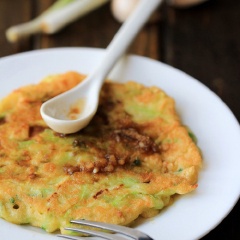 Cho bánh ra đĩa và thưởng thức khi bánh pancake bí ngòi đang còn nóng. Khi ăn, rưới hỗn hợp nước sốt lên nhé! Pancake bí ngòi là món ăn tuy lạ nhưng không kém phần ngon miệng. Món ăn rất dễ làm chỉ với bí ngòi bào sợi, trộn cùng trứng, bột mì và ít gia vị. Đặc biệt có ngũ vị hương càng làm dậy mùi thơm.