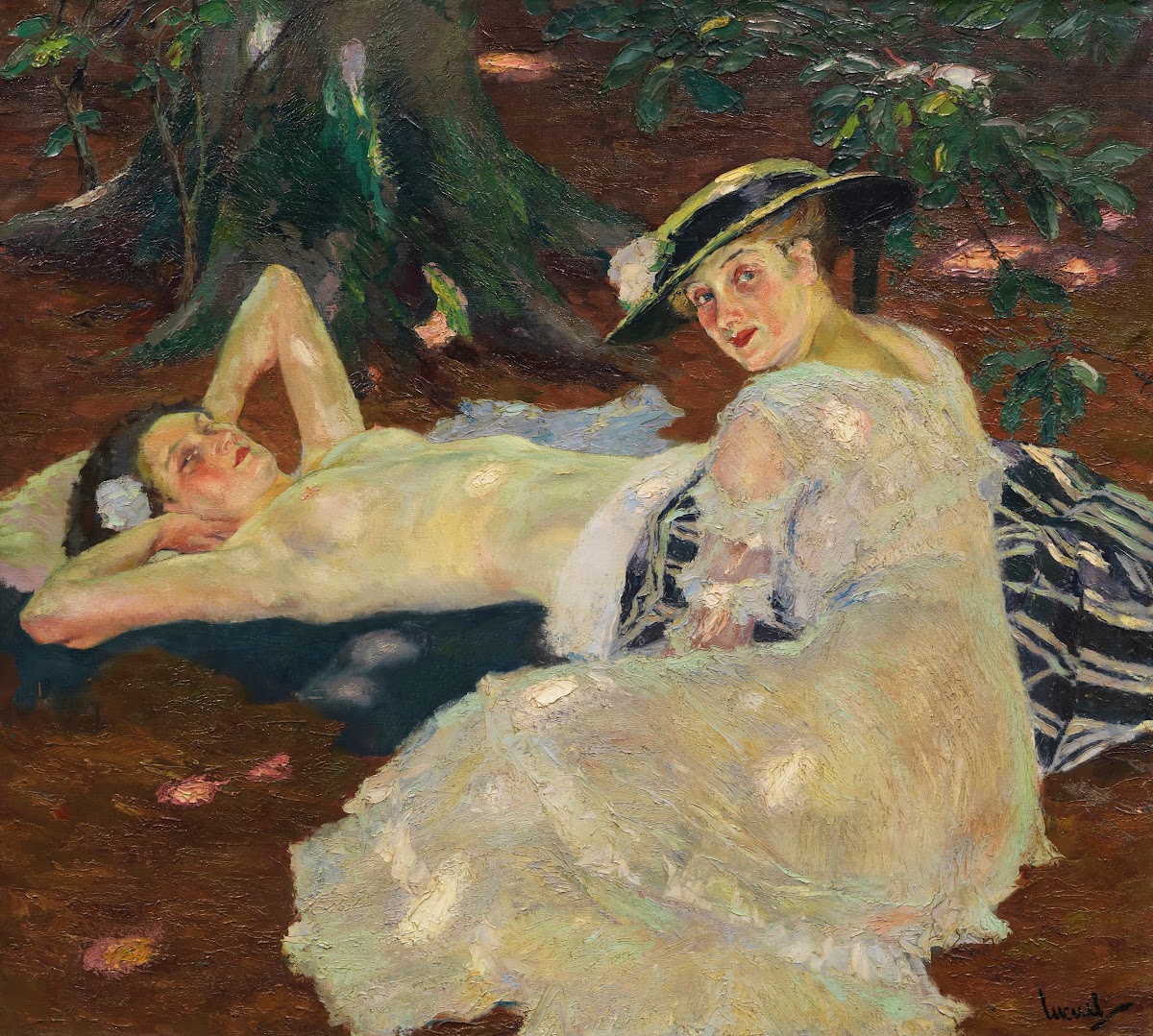 Hot Day Two Ladies Beneath the Trees 1915