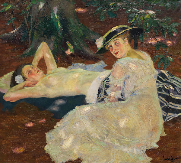 Hot Day Two Ladies Beneath the Trees 1915