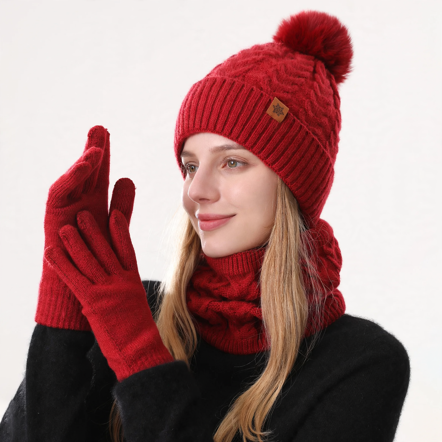Winter Set: Knit Beanie, Scarf, and Gloves