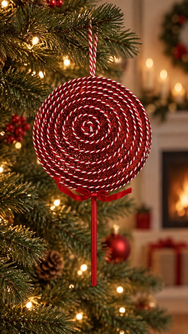 Adorno Colgante de Navidad Caramelo Rojo