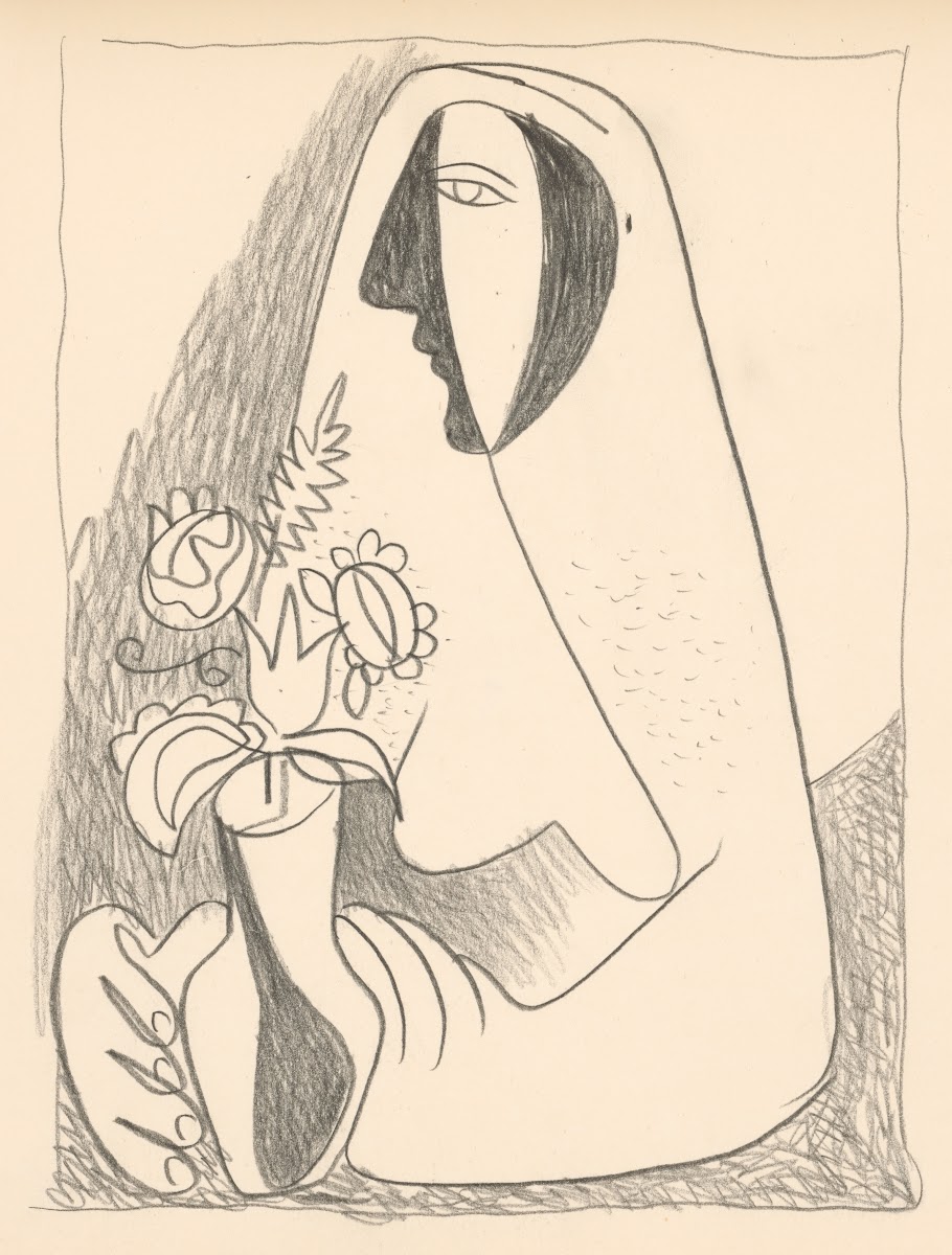 Woman with a bouquet in a vase 1938