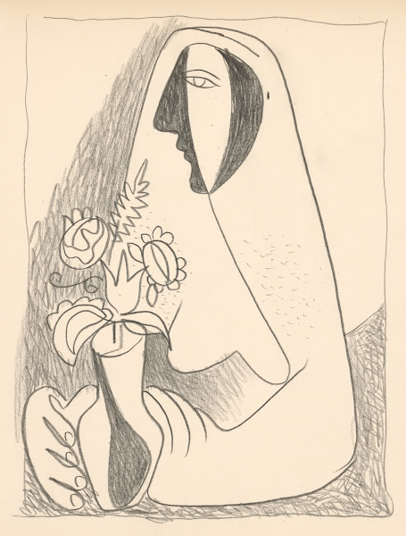 Woman with a bouquet in a vase 1938