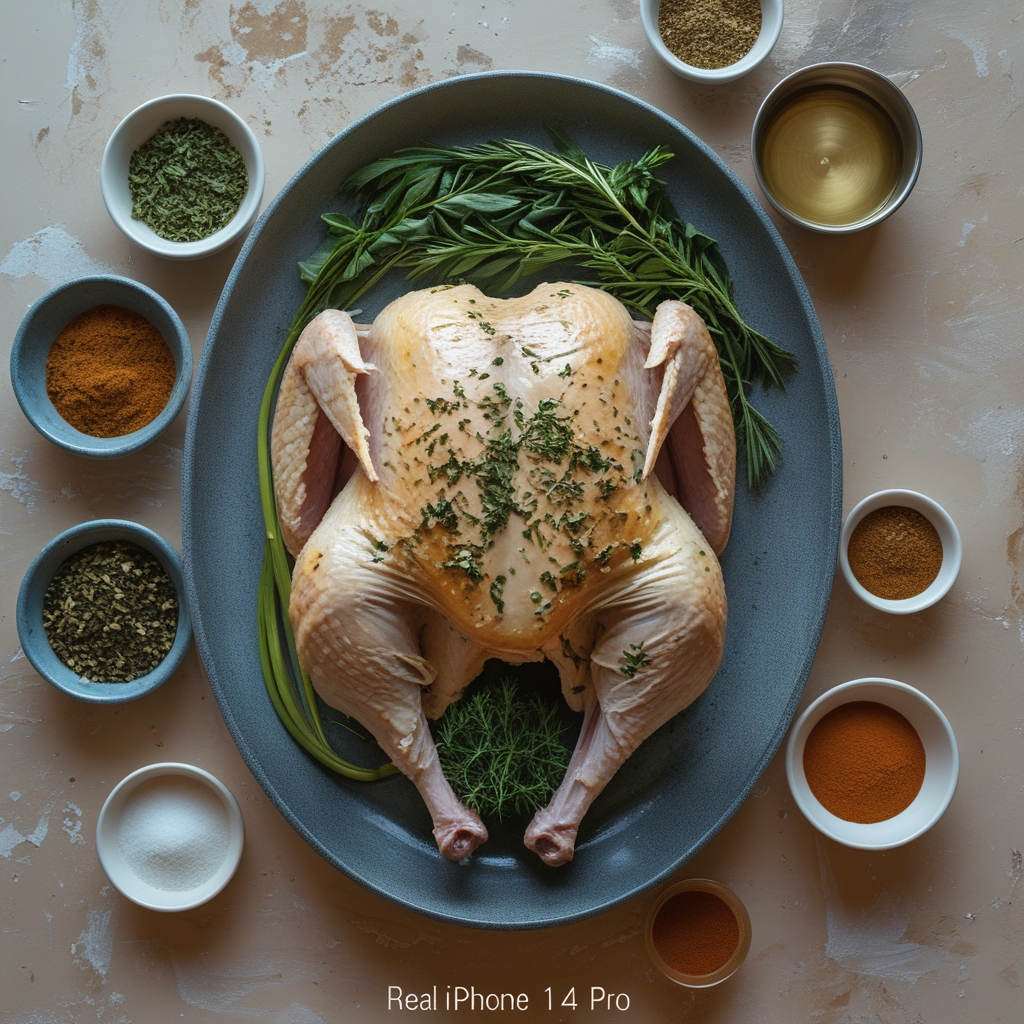 Ingredients for Herb Butter Roasted Whole Turkey Recipe – Easy Homemade Thanksgiving Classic
