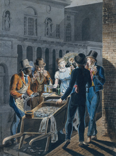 Nightlife in Philadelphiaan Oyster Barrow in front of the Chestnut Street Theate