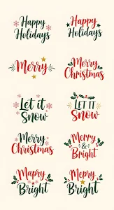 Collection of Holiday Christmas Phrases Typography Design