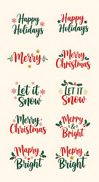 Collection of Holiday Christmas Phrases Typography Design - Free mobile Wallpaper