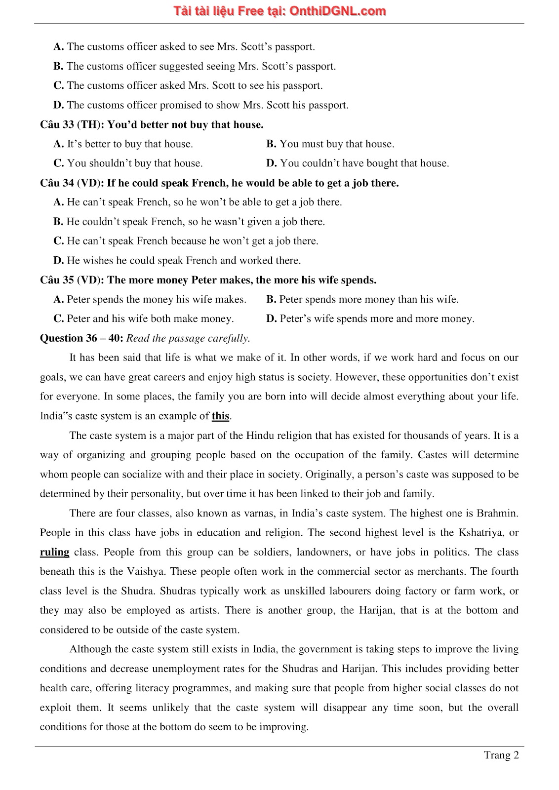 800 bài tập môn Tiếng Anh - Ôn thi ĐGNL ĐHQG TP HCM Phần 4