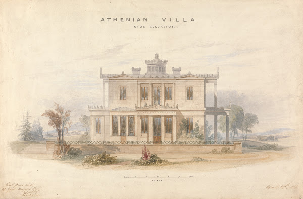 Design for an Athenian Villa Side Elevation 1834