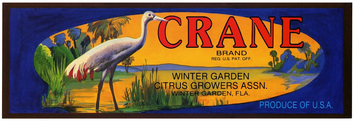 Crane Brand Citrus Label 1930 1950