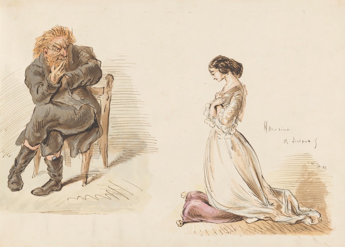 Figuurstudies van een man en een jong meisje 1832   1897