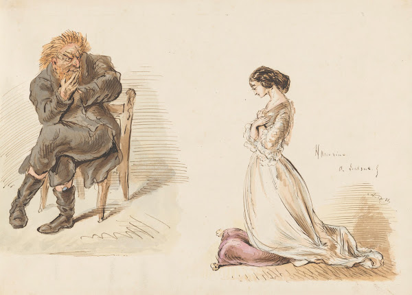 Figuurstudies van een man en een jong meisje 1832   1897