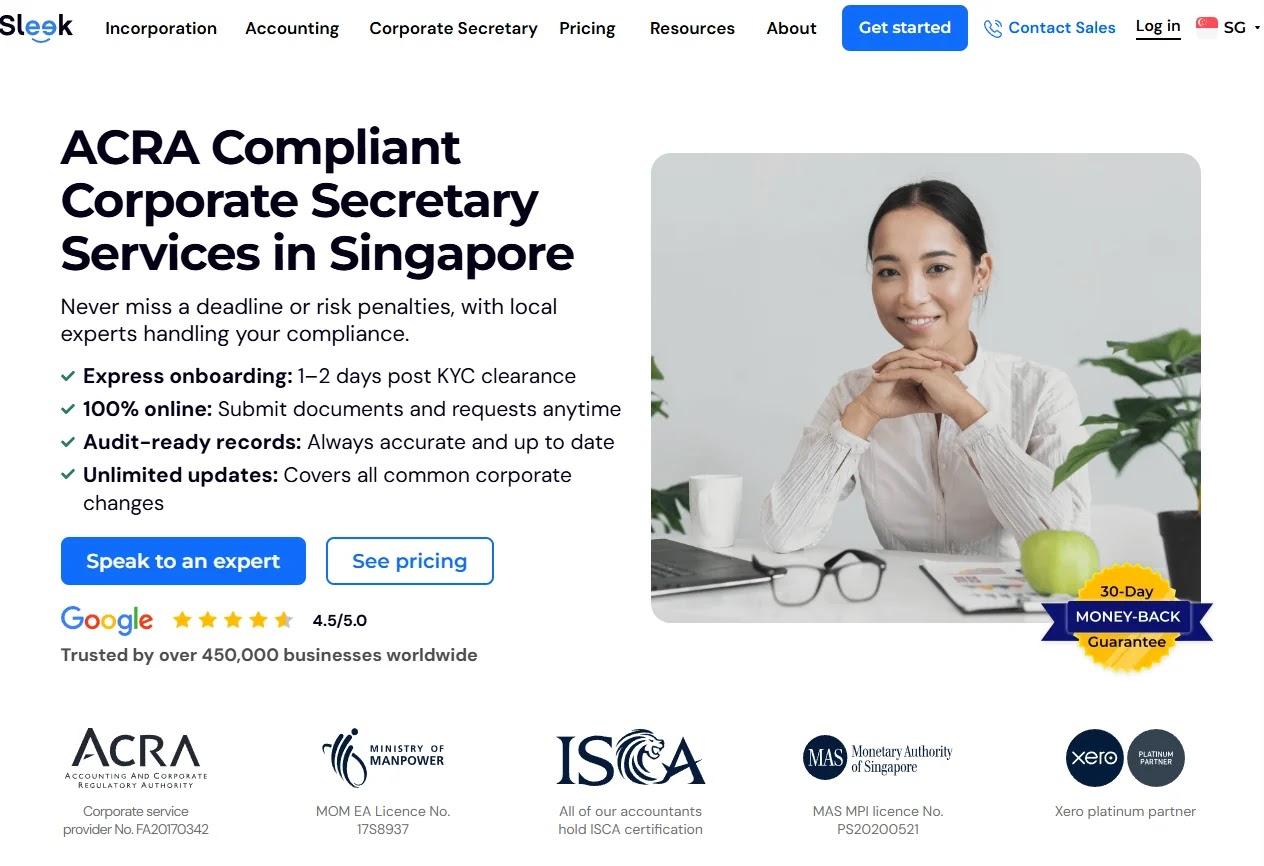 Sleek Corporate Secretary Services Page