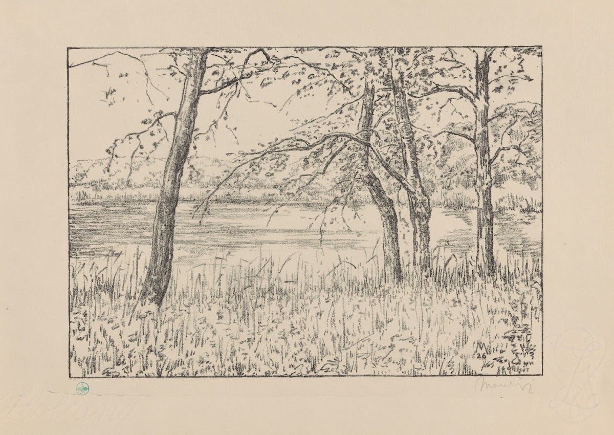 Bomen aan een meer Meer en bosch 1929