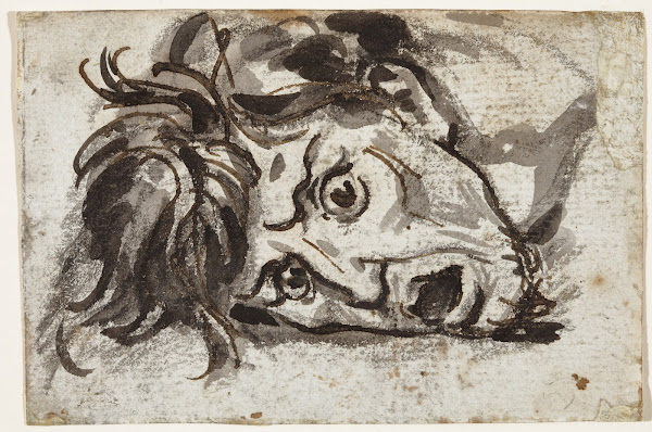 Head of man open mouthed and wide eyed