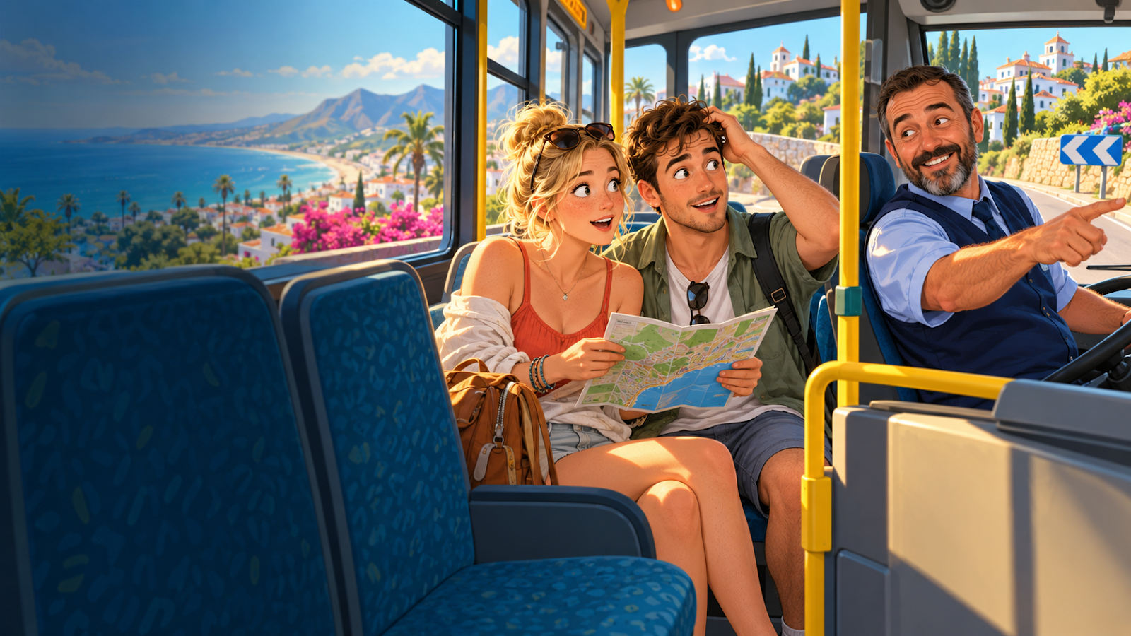 Emma y Liam descubren que han subido al autobús equivocado en la Costa del Sol