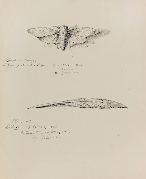 Cigale en bronze et Plume or 1882 1883