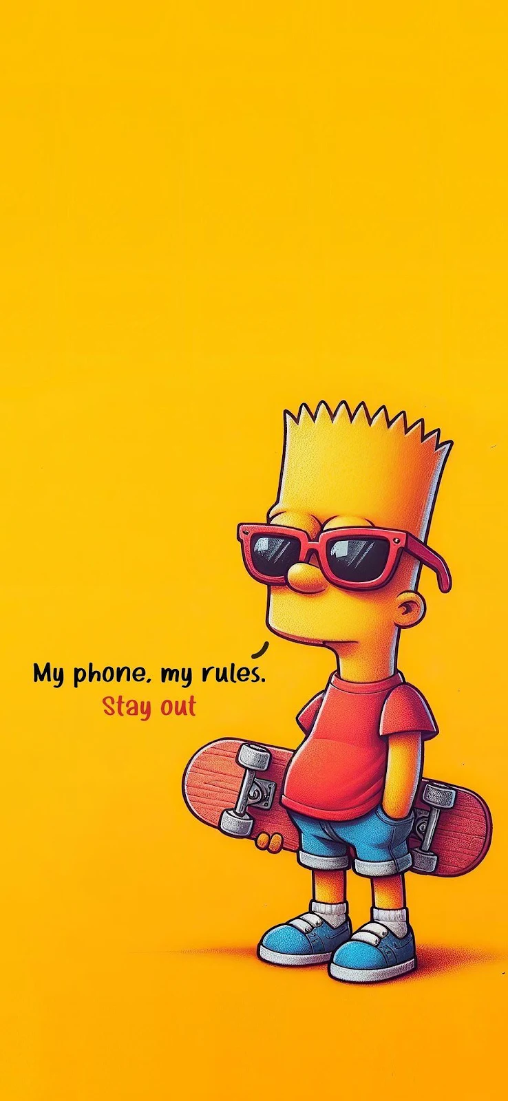 Bart Simpson With Skateboard Style - Cartoon Illustration iPhone Wallpaper (945x2048)