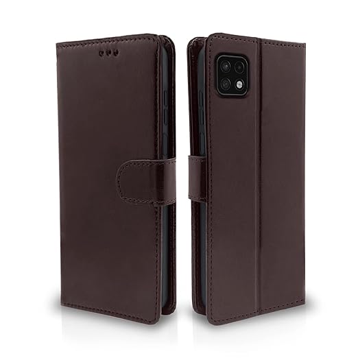 Samsung Galaxy A22 5G Flip Case Leather Finish | Inside TPU with Card Pockets | Wallet Stand and Shock Proof | Magnetic Closing | Complete Protection Flip Cover