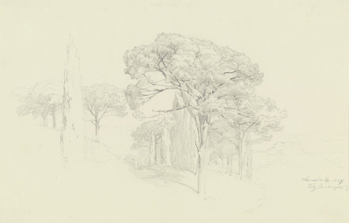 Bäume an einem Hang in Valencia 1857