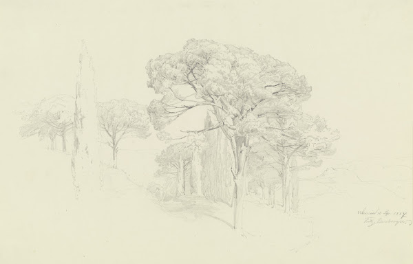 Bäume an einem Hang in Valencia 1857