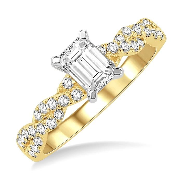 Emerald Shape Semi-Mount Diamond Engagement Ring