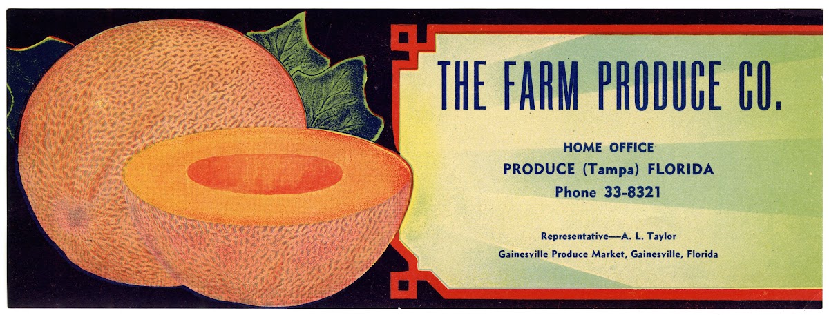 The Farm Produce Company Cantaloupe Label 1930 1950