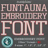 Funtauna embroidery font, primary stitch sample