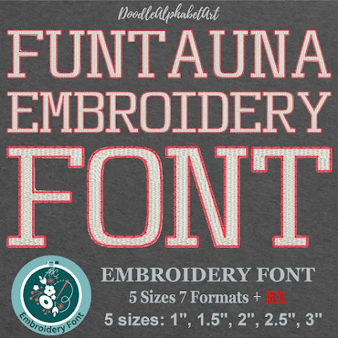 Funtauna Embroidery Font machine embroidery font preview
