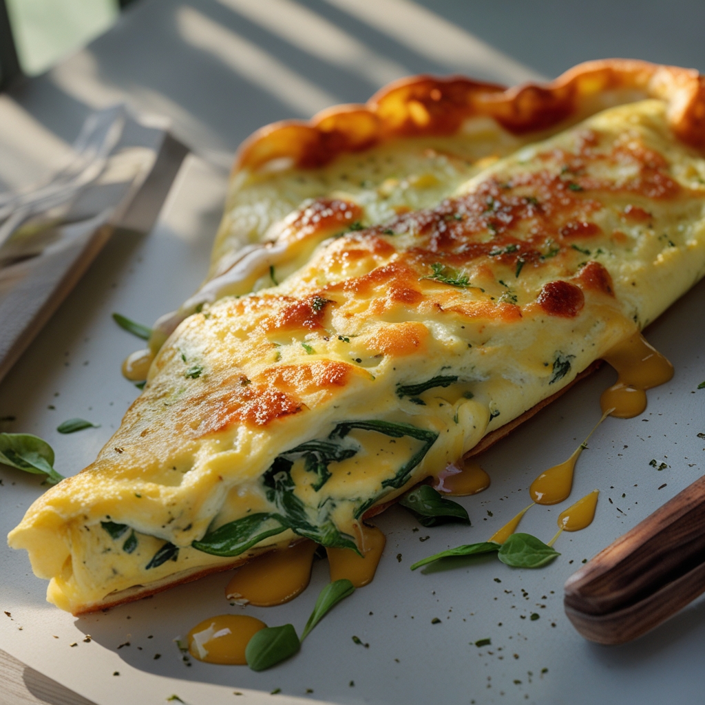 Cheesy Spinach Omelette Recipe for Breakfast or Brunch – Easy & Family-Friendly finished