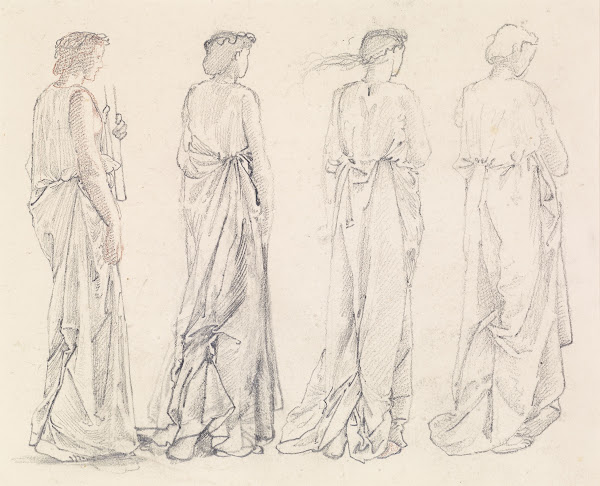 St George Series  Four Studies of Female Attendants for The Princess led to the