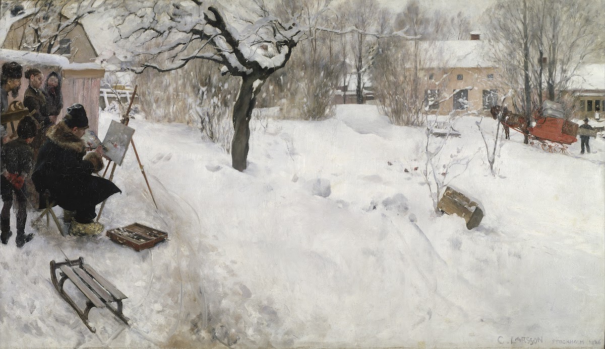 Open Air Painter Winter Motif from Åsögatan 145 Stockholm 1886