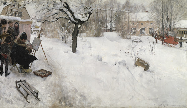 Open Air Painter Winter Motif from Åsögatan 145 Stockholm 1886