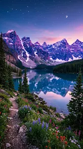 Snow-Capped Mountains and Alpine Lake at Twilight
