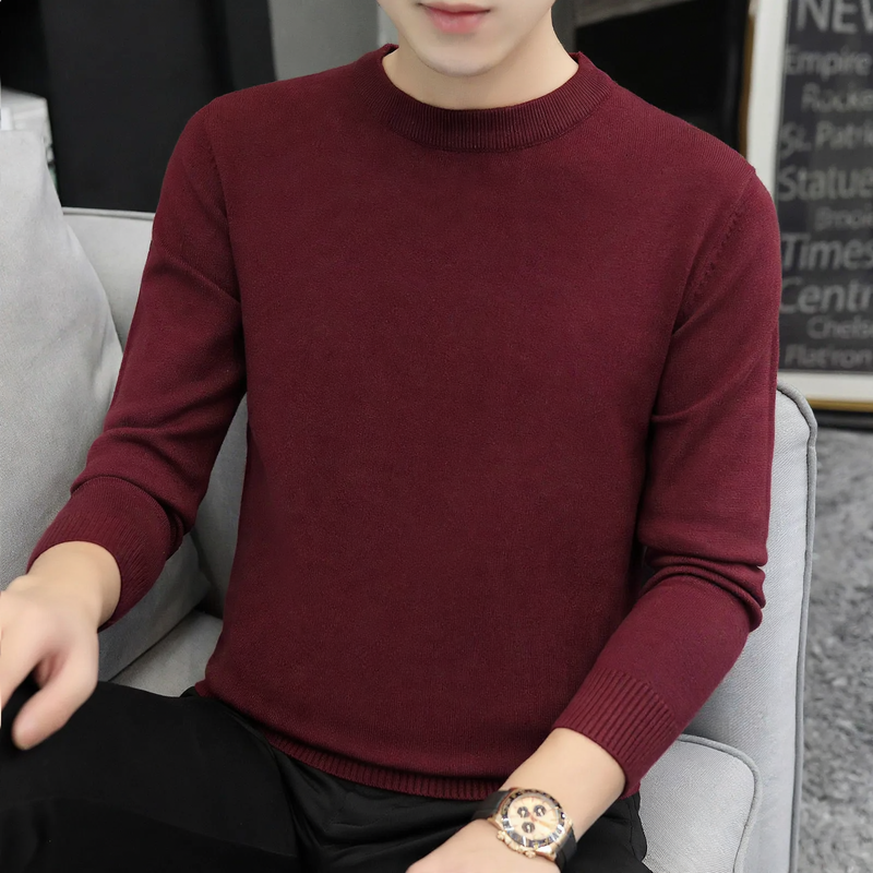 Herren-Strickpullover mit halbem Kragen, wärmeisolierend
