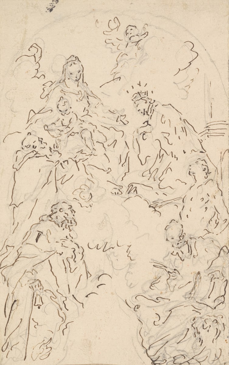 The Virgin and Child Enthroned on a Cloud with Saints Dominic John Nepomuk Sebas