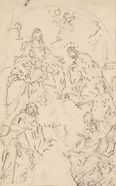 The Virgin and Child Enthroned on a Cloud with Saints Dominic John Nepomuk Sebas