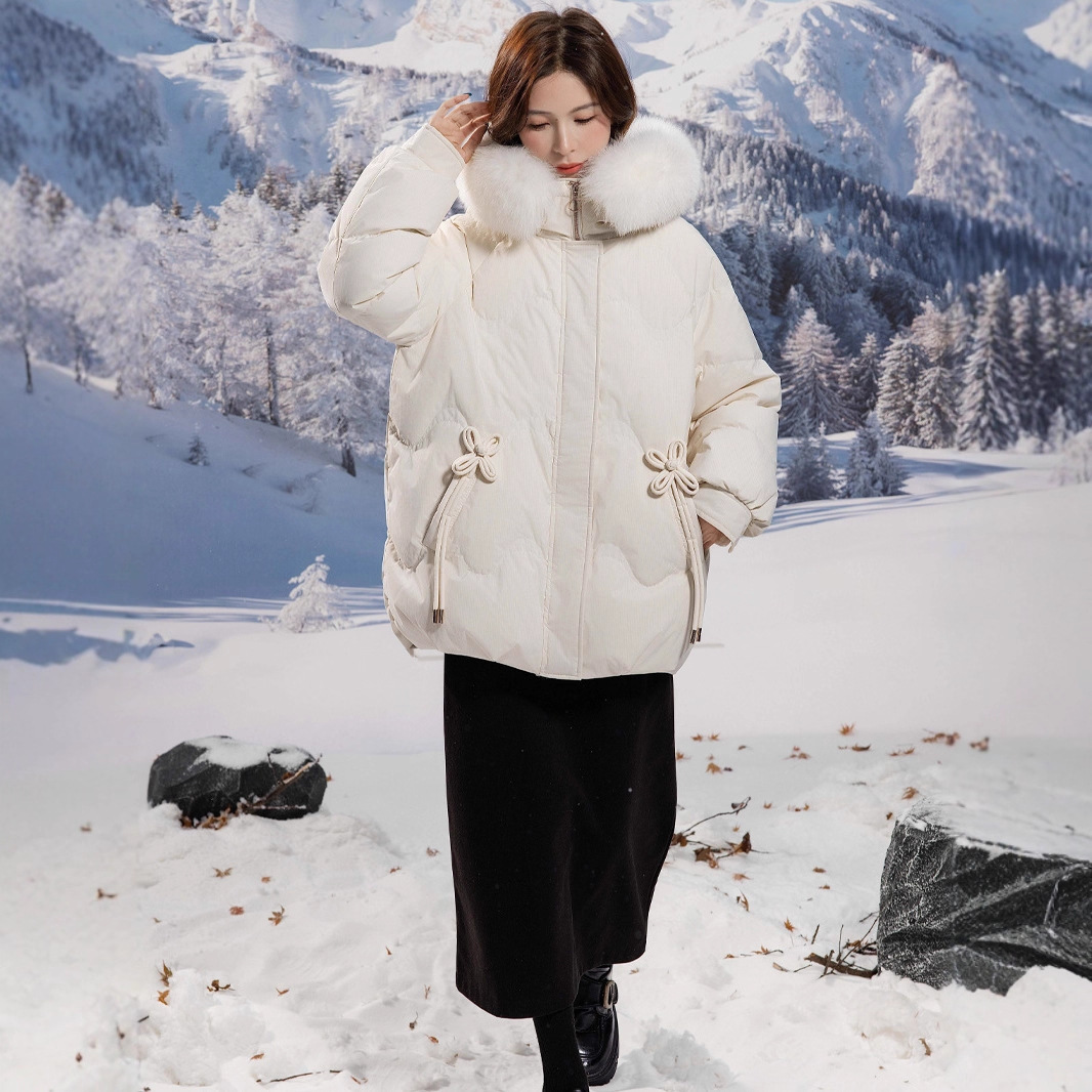 Oversized down jacket for women, mid-length, goose down