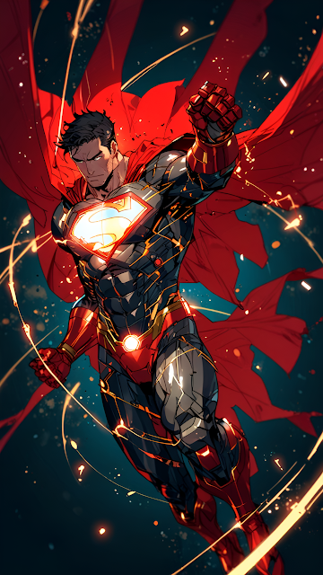 Armored Superman Dynamic Flight Comic Art Dark Suit - Free mobile Wallpaper